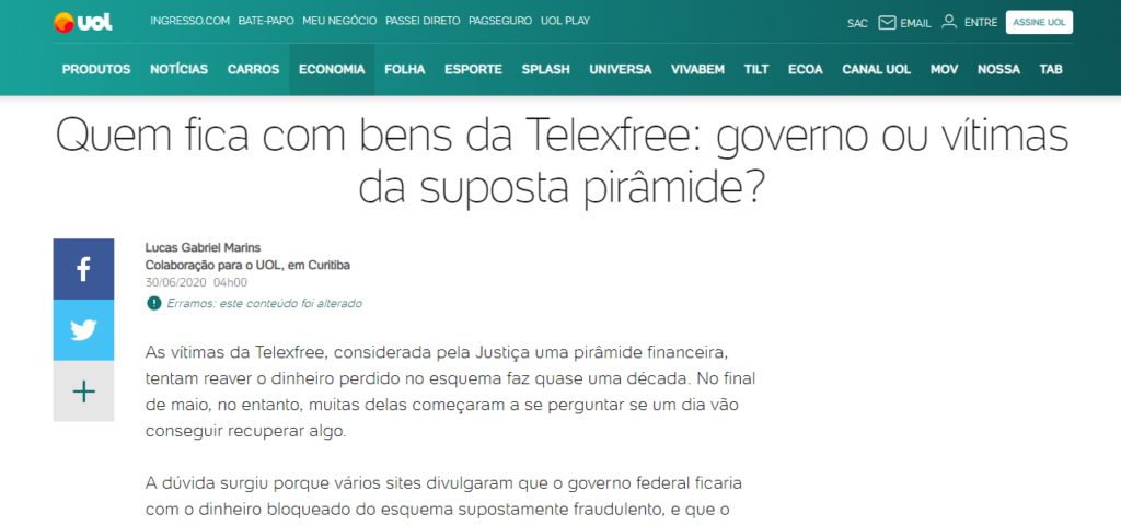 telexfree pirâmides financeiras do Brasil