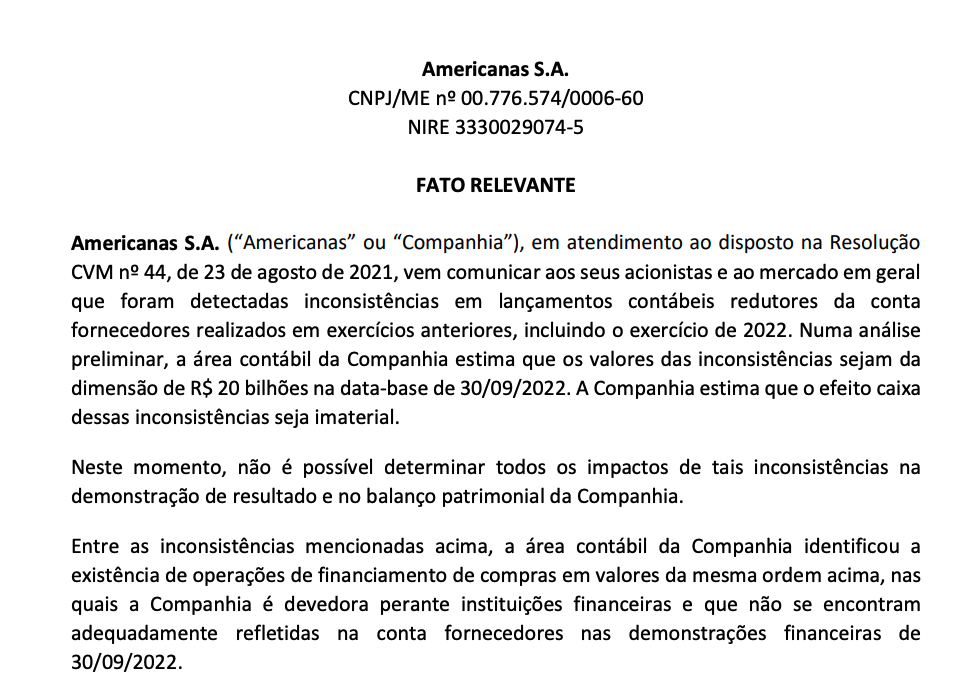 AMER3 carta do CEO de demissão 